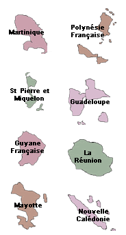 Departements et régions d'Outre-Mer